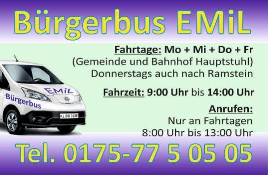 Fahrzteiten des Bürgerbus Emil