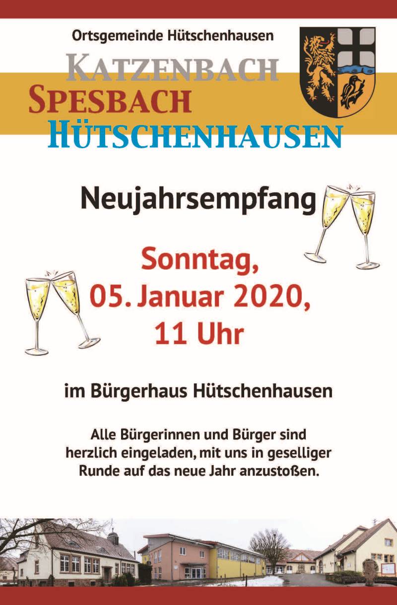 Plakat des Neujahrsempfangs der Ortsgemeinde Hütschenhausen