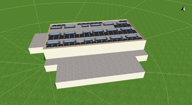 Anlagenteil des Gemeindewerks auf der Sporthalle zur Volleinspeisung und Senkung des Strombezugs (Abb: PV*Sol, IET)