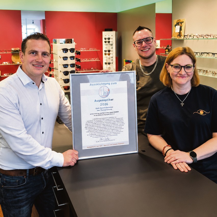 "1a Augenoptiker"-Auszeichnung für "Optik Kempf" in Spesbach