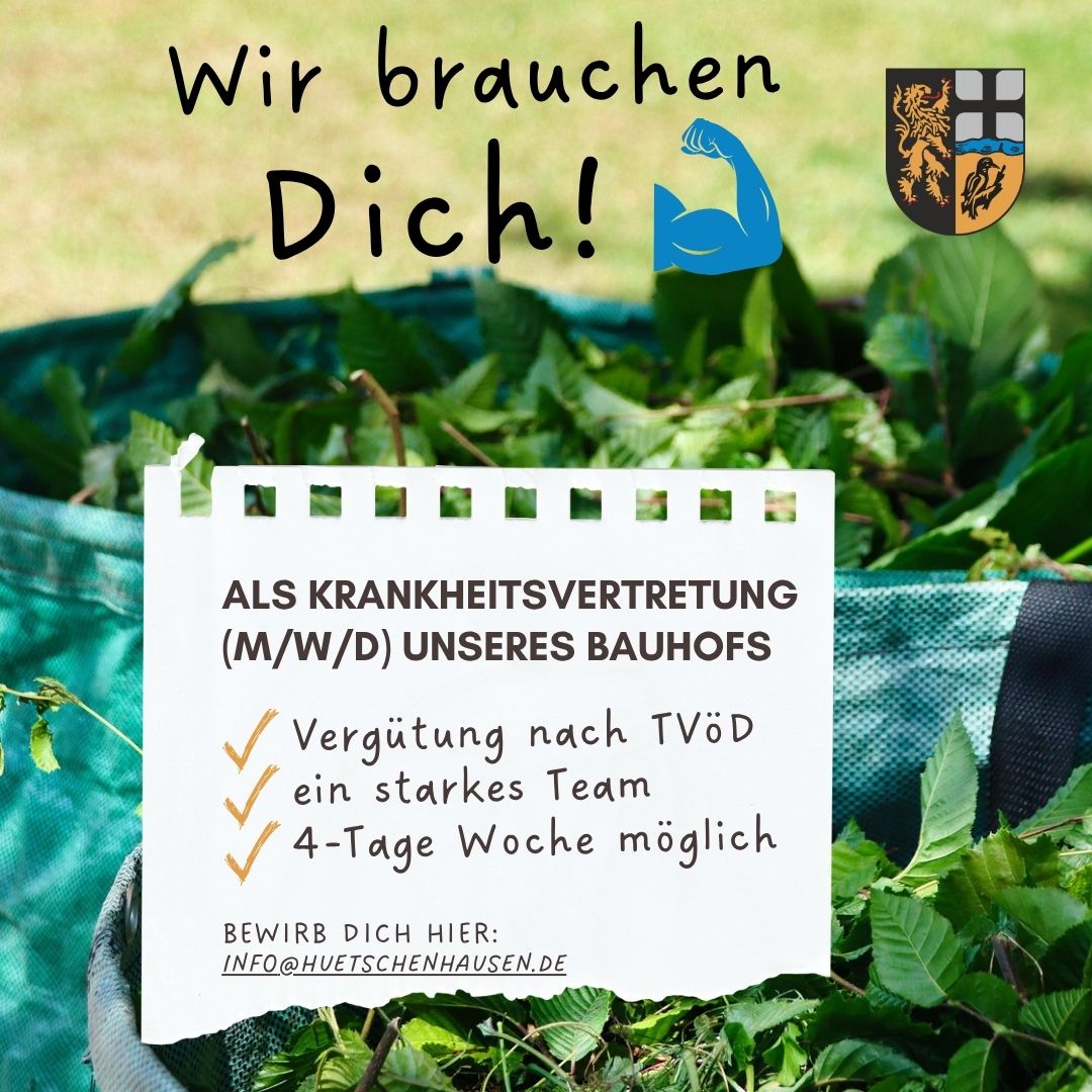 Stellenausschreibungen: Krankheitsvertretung für den Bauhof